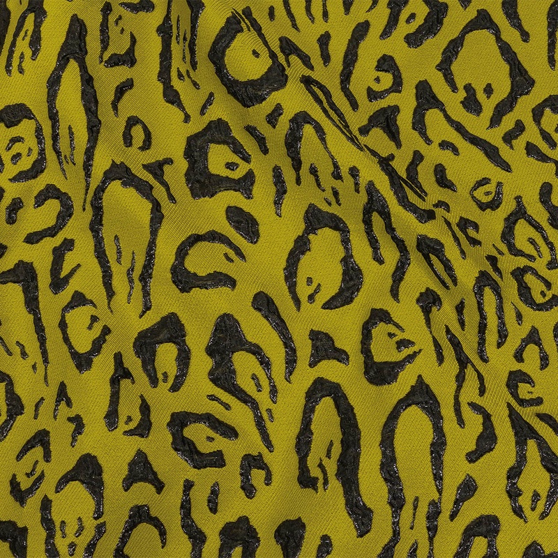 Metallic Black and Mustard Animal Spots Luxury Brocade