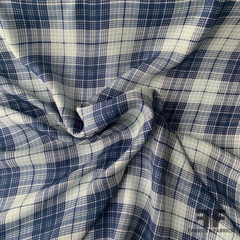 Plaid Silk Georgette – Blue/Multicolor Fabric by the Yard