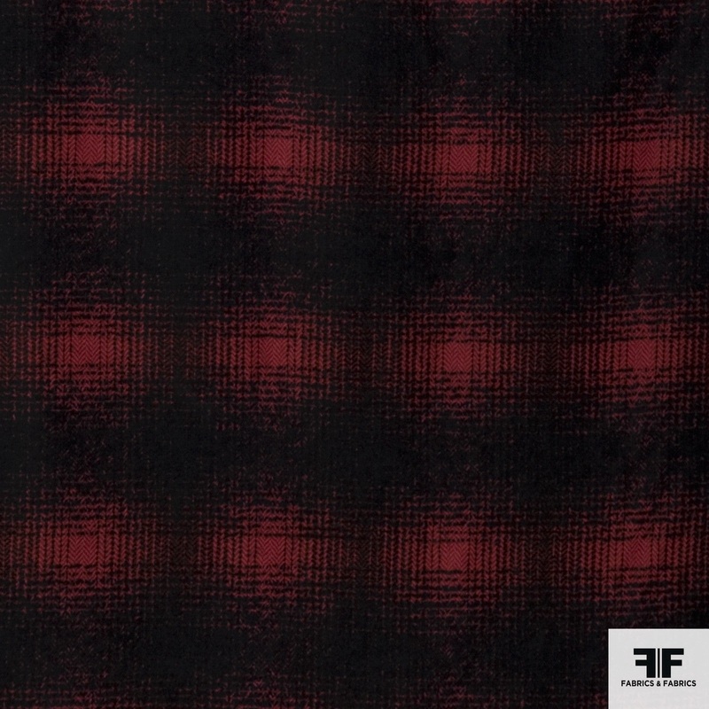 Plaid Wool Suiting – Raspberry/Black Fabric by the Yard
