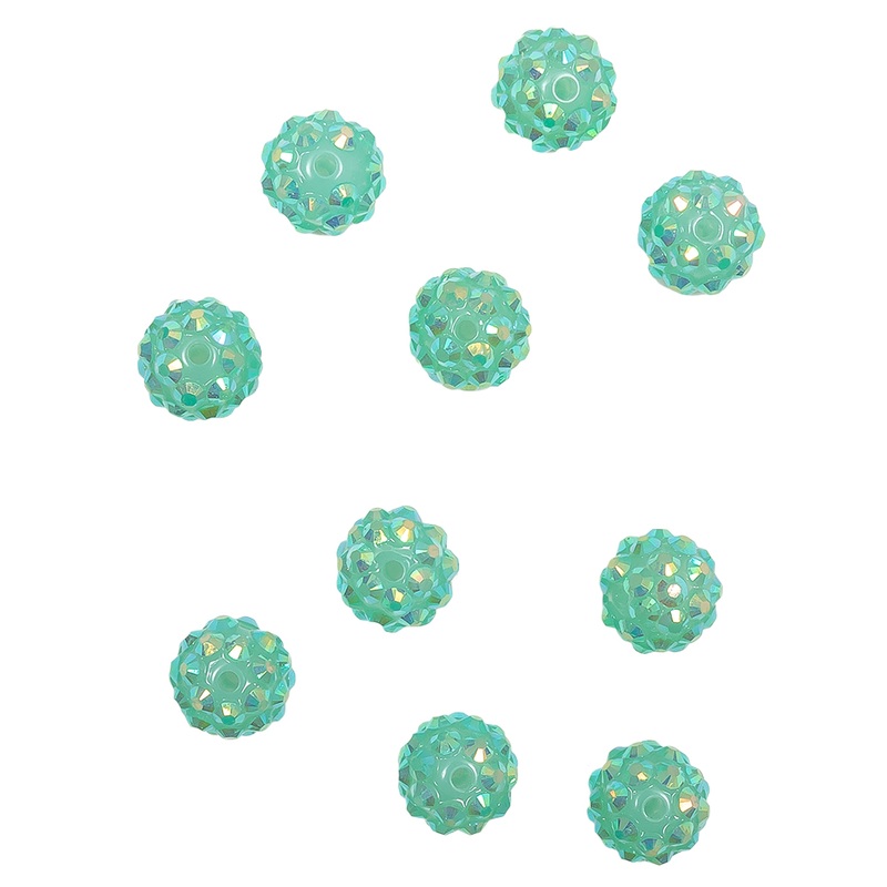 Aqua AB Rhinestone and Resin Faceted 12mm Beads – 10pc
