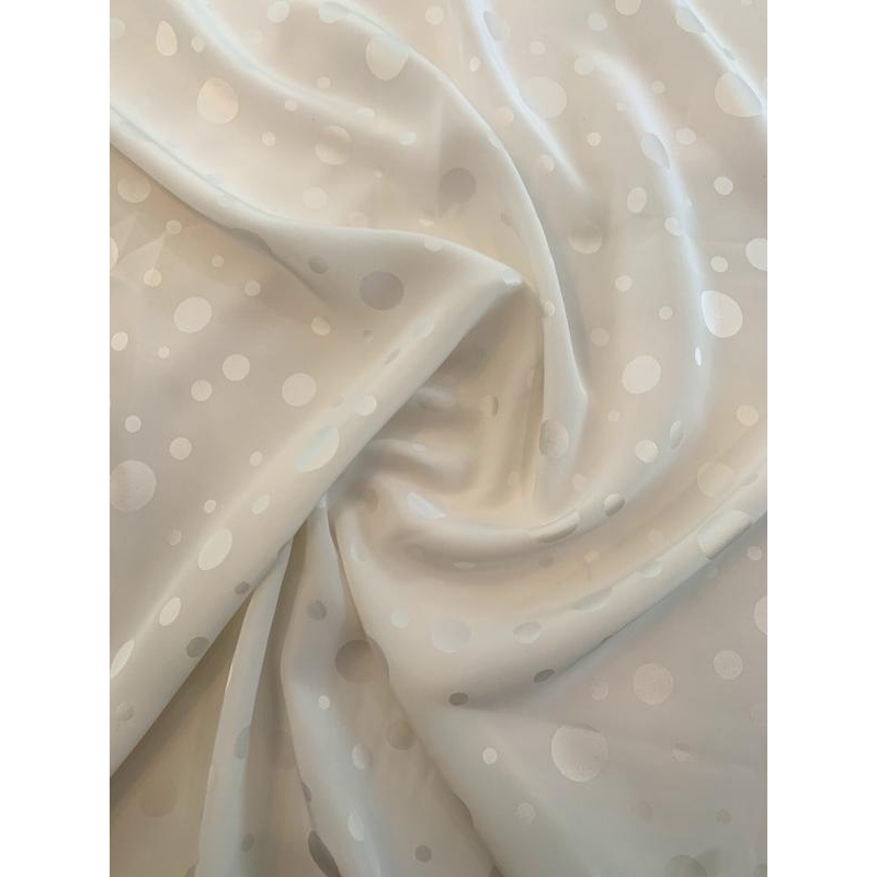 Multisize Polka Dot Silk Jacquard – Ivory Fabric by the Yard