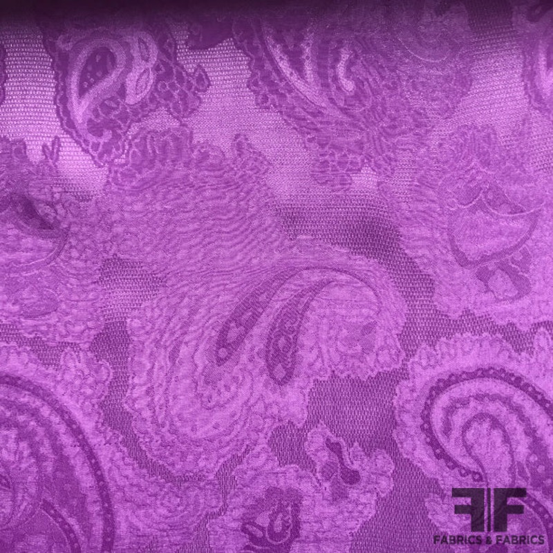 Paisley Featherweight Silk Jacquard – Purple Fabric by the Yard