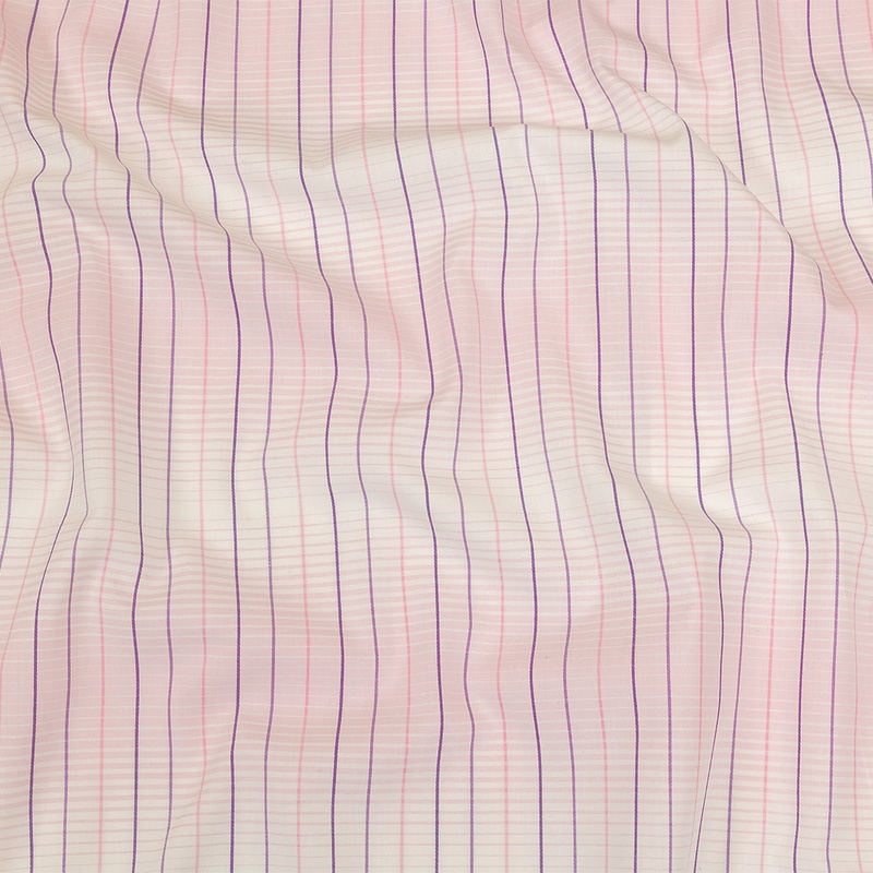 Pink, Purple and White Gradient Pinstripes Cotton Shirting