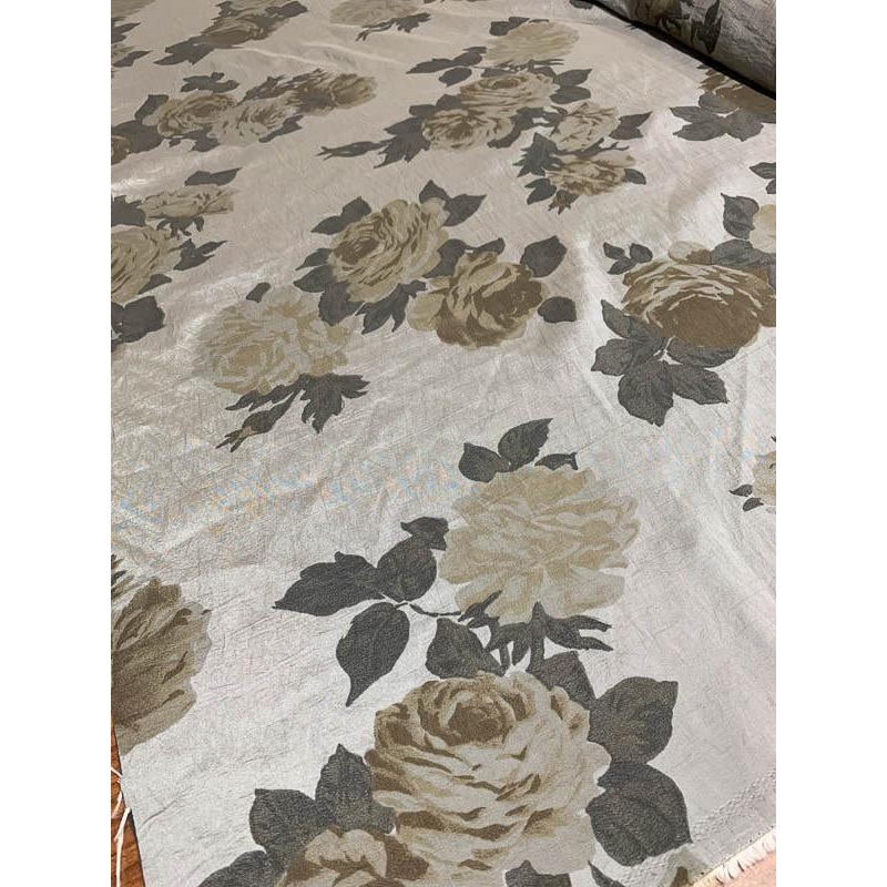 Shadowy Floral Yarn-Dyed Hammered Poly Taffeta – Grey / Taupe Fabric by the Yard