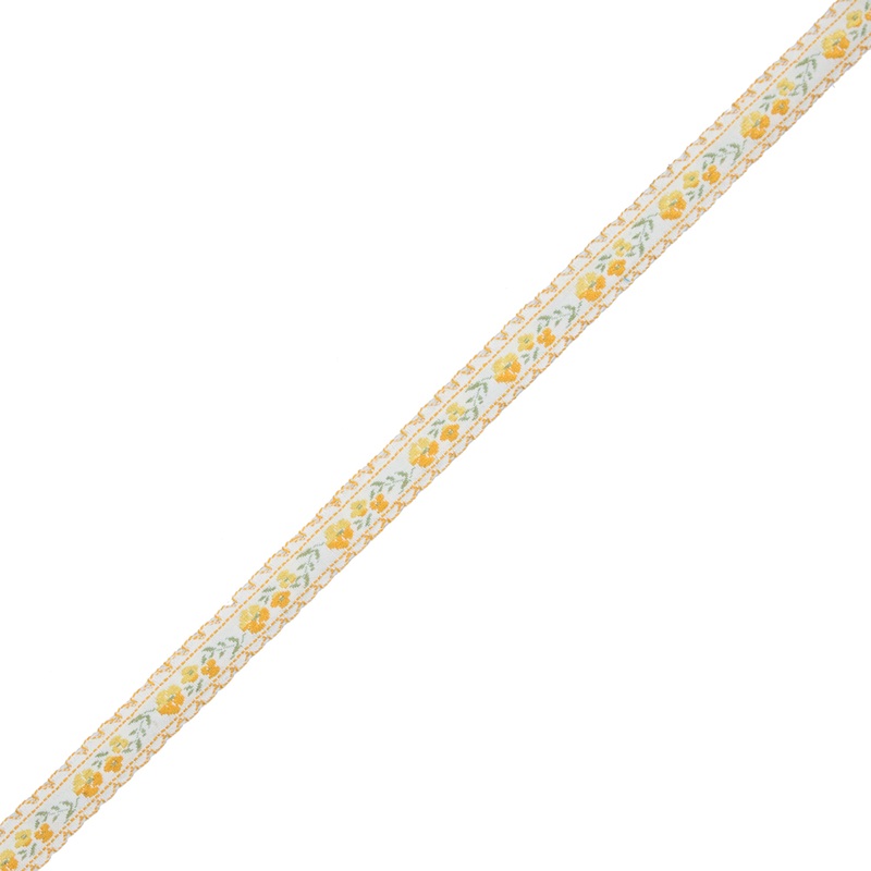 Yellow Floral German Jacquard Ribbon – 0.5″