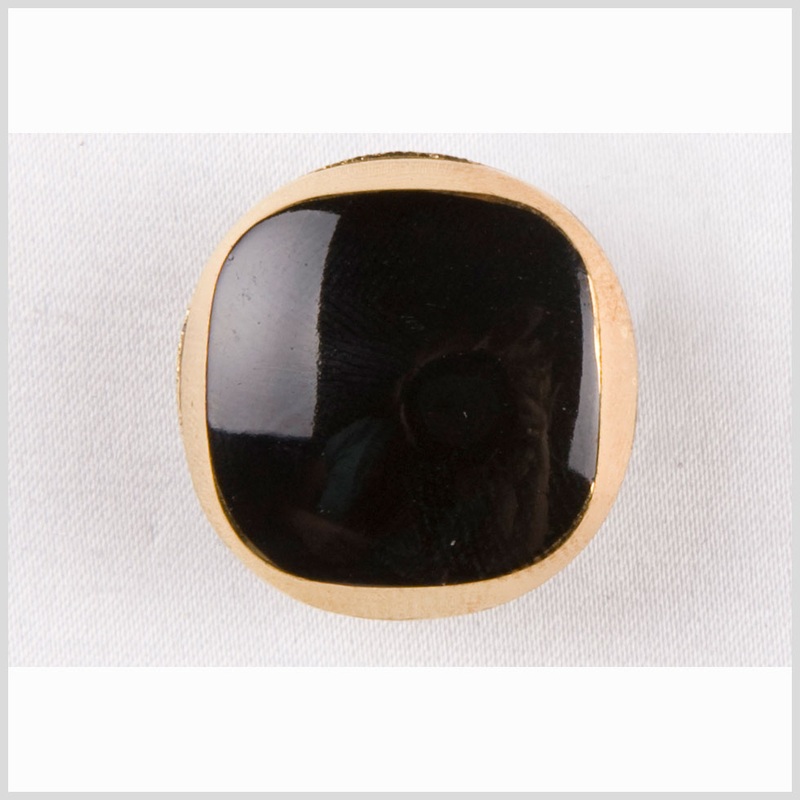 Black and Gold Rounded Square-Top Shank Back Button – 22L/14mm
