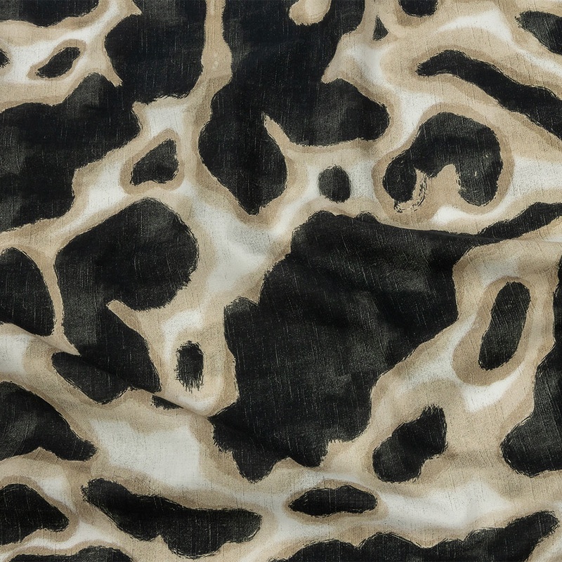 Cotton Voile – Black and Beige Abstract Spots – Fragments of Memory Print – Mood Exclusive Rockland Collection