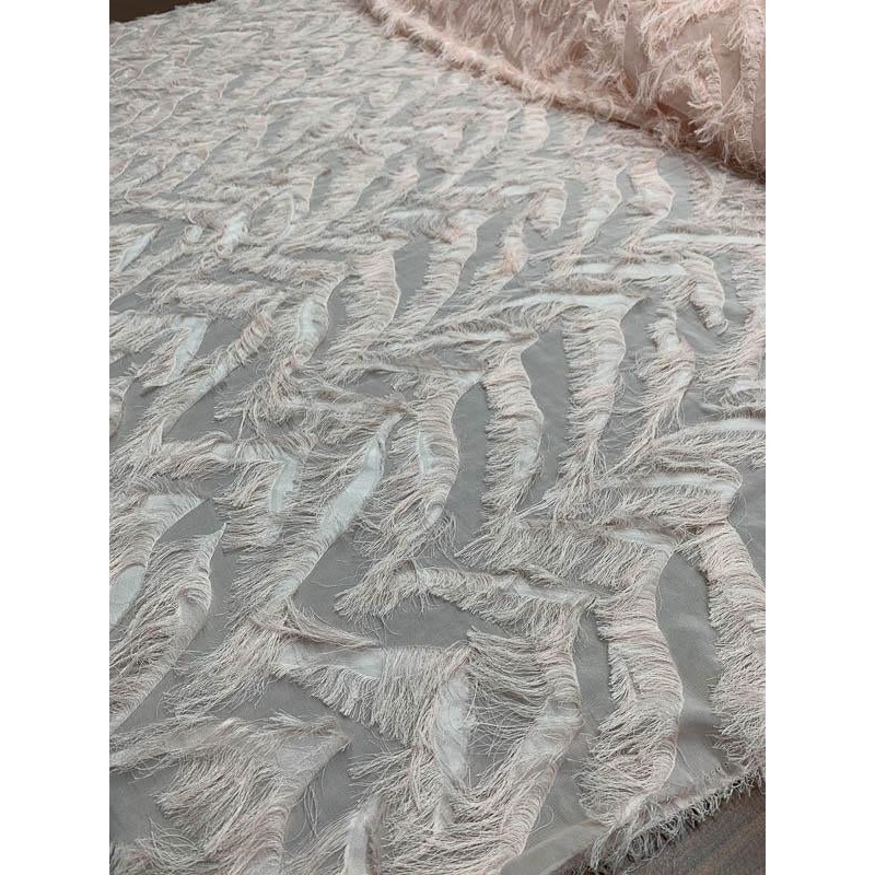 J Mendel Italian Chevron Fringe Novelty – Blush Fabric by the Yard