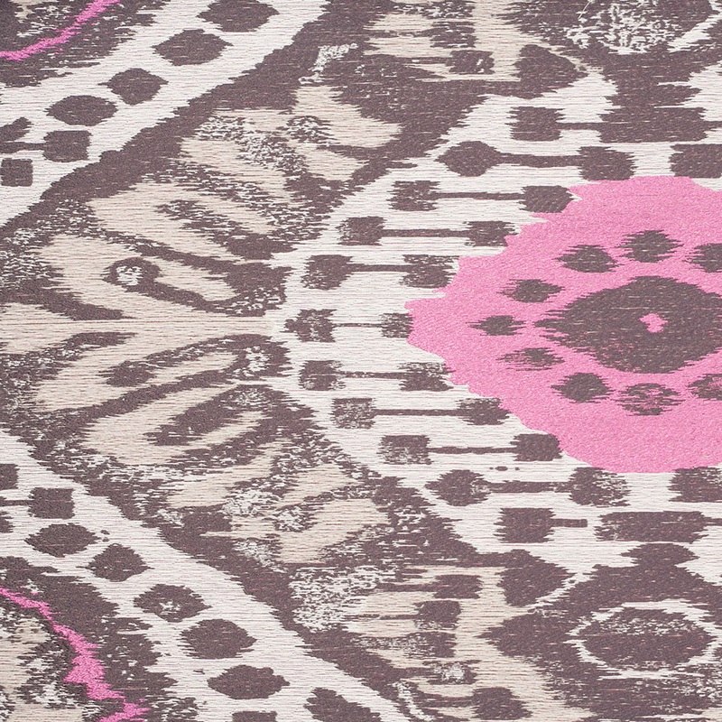 Pink/Brown Ikat Polyester Woven